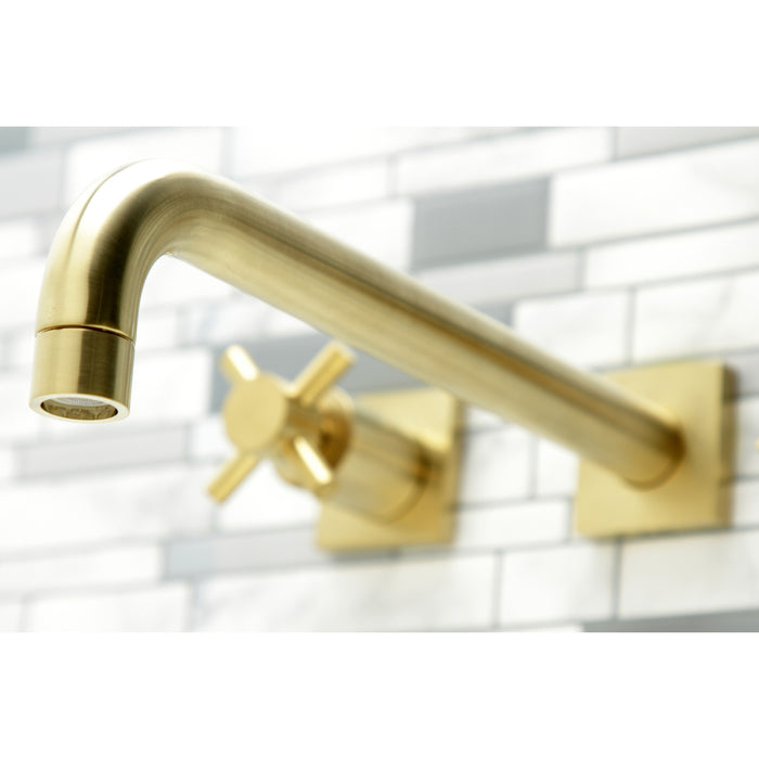 Kingston Sona KS6057DX - Concord Two-Handle 3-Hole Wall Mount Roman Tub Faucet, Brushed Brass