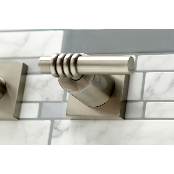 Kingston Tulare KS6058ML - Milano Two-Handle 3-Hole Wall Mount Roman Tub Faucet, Brushed Nickel