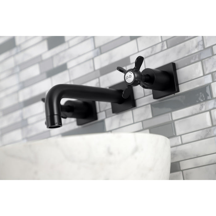 Essex KS6120BEX Two-Handle 3-Hole Wall Mount Bathroom Faucet, Matte Black