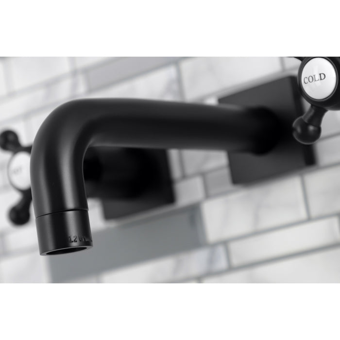 Kingston Tulare KS6120BX - Metropolitan Double-Handle 3-Hole Wall Mount Bathroom Faucet, Matte Black