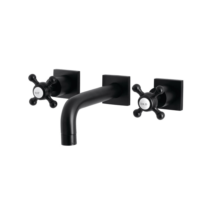 Kingston Tulare KS6120BX - Metropolitan Double-Handle 3-Hole Wall Mount Bathroom Faucet, Matte Black