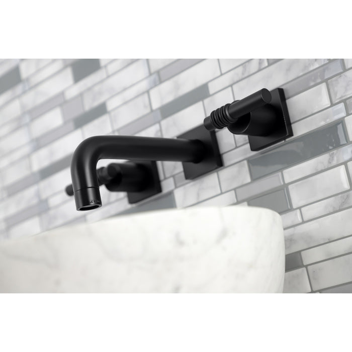 Milano KS6120ML Two-Handle 3-Hole Wall Mount Bathroom Faucet, Matte Black