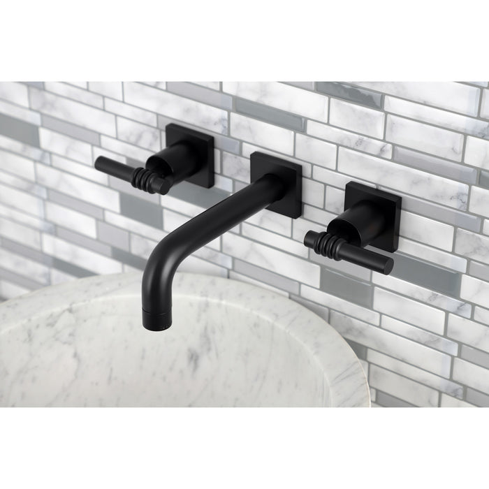 Milano KS6120ML Two-Handle 3-Hole Wall Mount Bathroom Faucet, Matte Black
