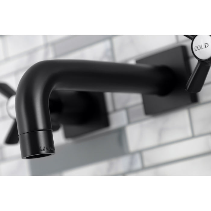 Kingston Sona KS6120ZX - Millennium Double-Handle 3-Hole Wall Mount Bathroom Faucet, Matte Black