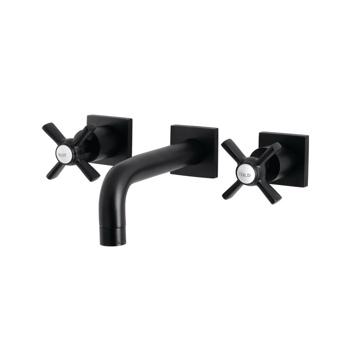 Kingston Sona KS6120ZX - Millennium Double-Handle 3-Hole Wall Mount Bathroom Faucet, Matte Black