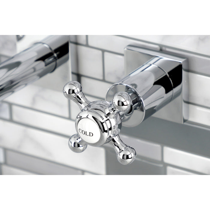 Kingston Tulare KS6121BX - Metropolitan Double-Handle 3-Hole Wall Mount Bathroom Faucet, Polished Chrome