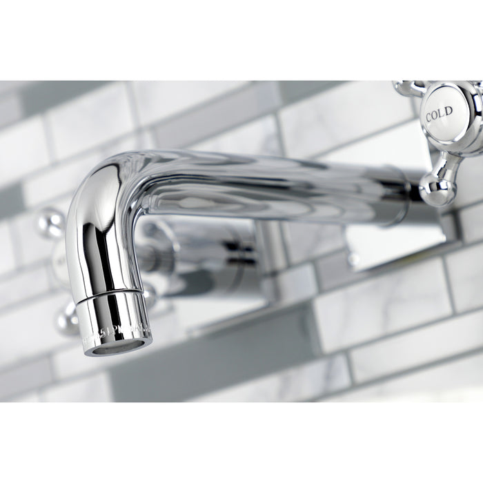 Kingston Tulare KS6121BX - Metropolitan Double-Handle 3-Hole Wall Mount Bathroom Faucet, Polished Chrome