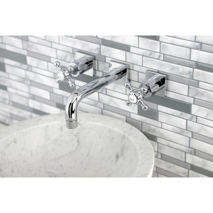 Kingston Tulare KS6121BX - Metropolitan Double-Handle 3-Hole Wall Mount Bathroom Faucet, Polished Chrome