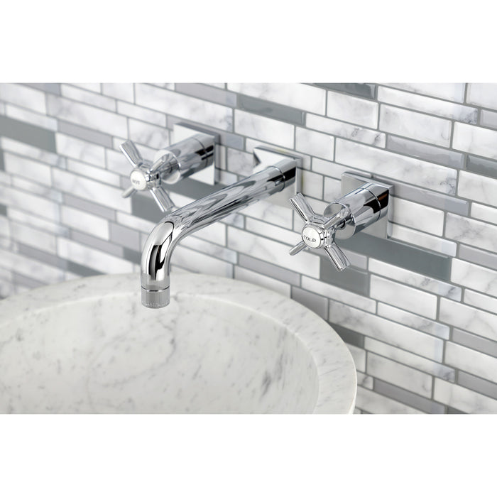 Kingston Sona KS6121ZX - Millennium Double-Handle 3-Hole Wall Mount Bathroom Faucet, Polished Chrome