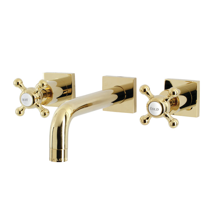 Kingston Tulare KS6122BX - Metropolitan Double-Handle 3-Hole Wall Mount Bathroom Faucet, Polished Brass
