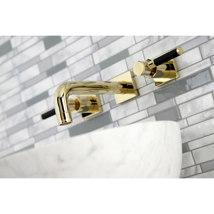Kaiser KS6122DKL Two-Handle 3-Hole Wall Mount Bathroom Faucet, Polished Brass