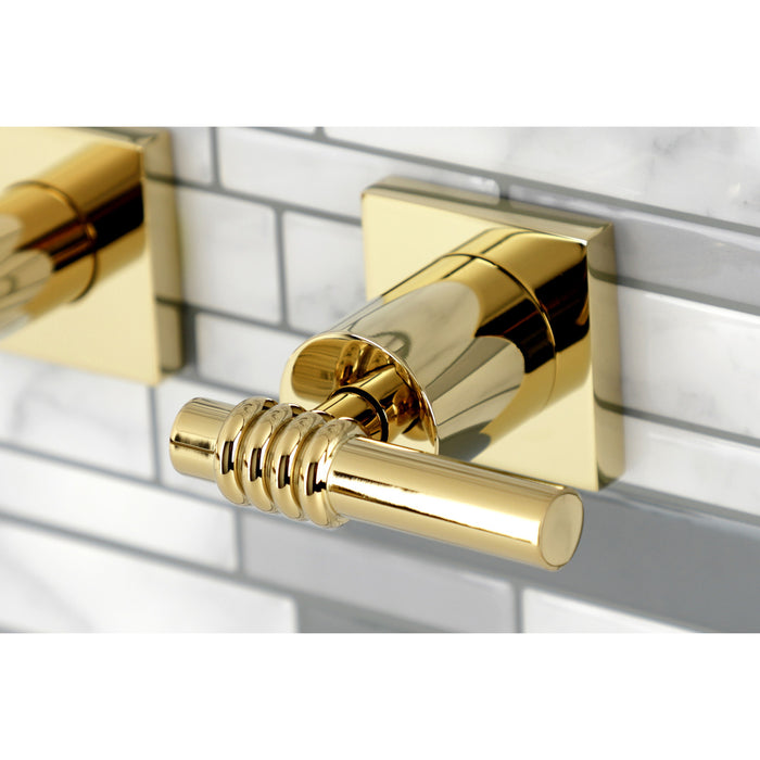 Milano KS6122ML Two-Handle 3-Hole Wall Mount Bathroom Faucet, Polished Brass