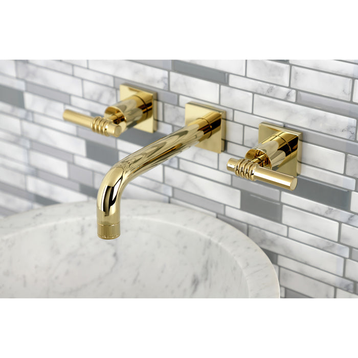 Milano KS6122ML Two-Handle 3-Hole Wall Mount Bathroom Faucet, Polished Brass