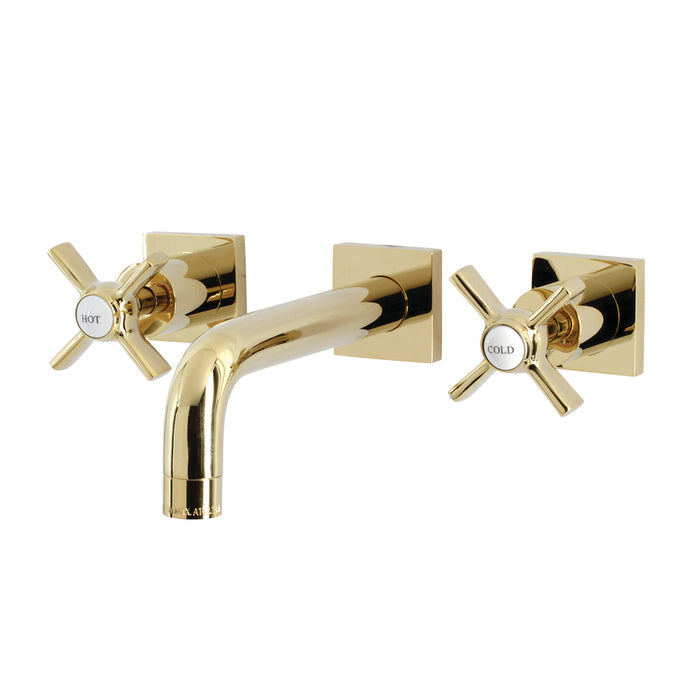 Kingston Sona KS6122ZX - Millennium Double-Handle 3-Hole Wall Mount Bathroom Faucet, Polished Brass