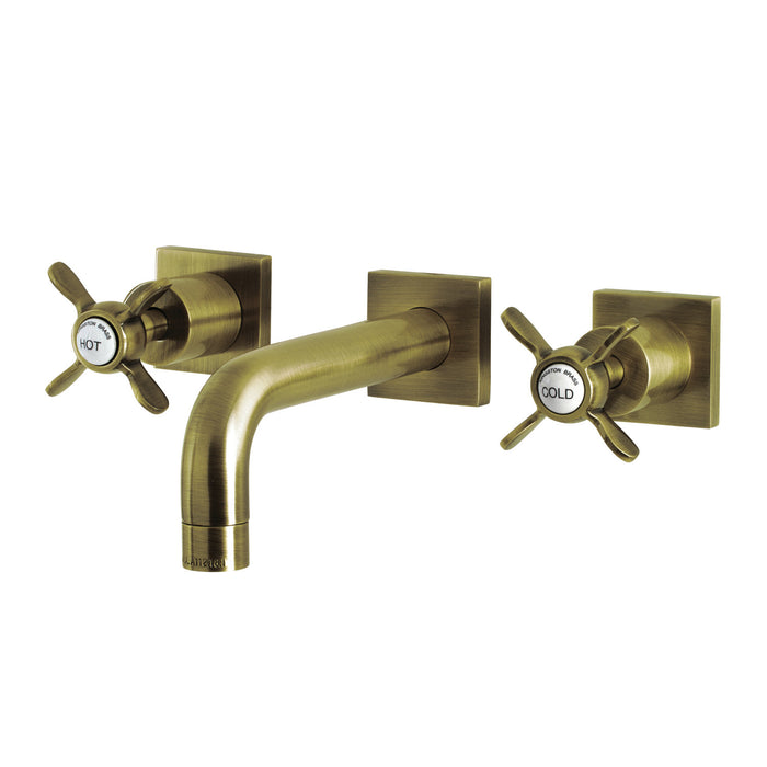 Essex KS6123BEX Two-Handle 3-Hole Wall Mount Bathroom Faucet, Antique Brass