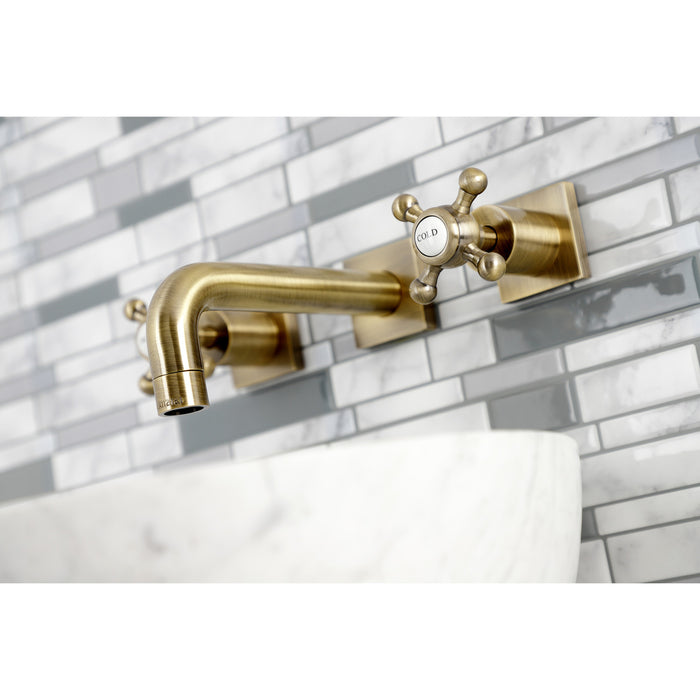 Metropolitan KS6123BX Two-Handle 3-Hole Wall Mount Bathroom Faucet, Antique Brass