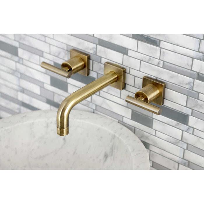 Manhattan KS6123CML Two-Handle 3-Hole Wall Mount Bathroom Faucet, Antique Brass