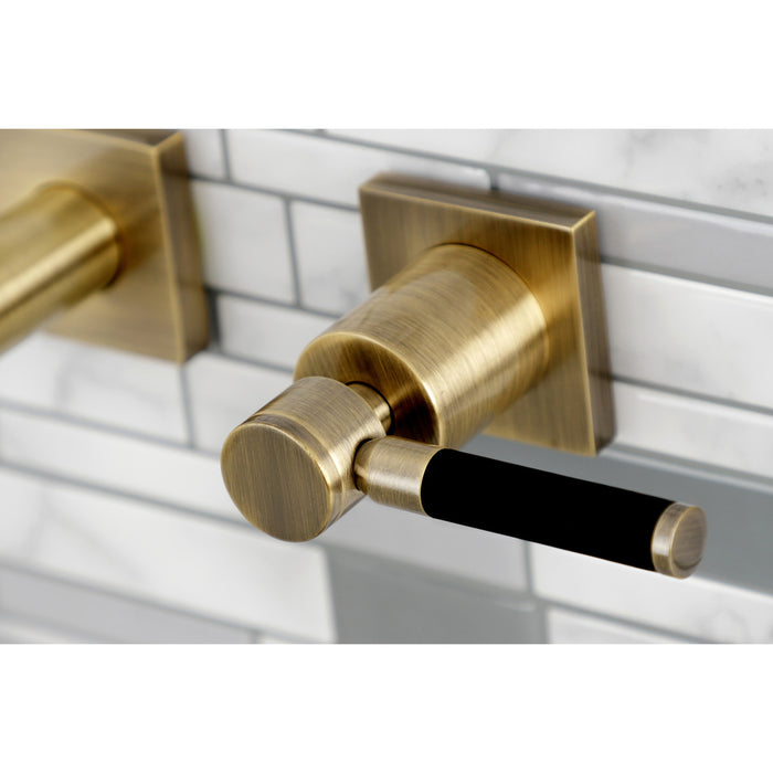 Kaiser KS6123DKL Two-Handle 3-Hole Wall Mount Bathroom Faucet, Antique Brass