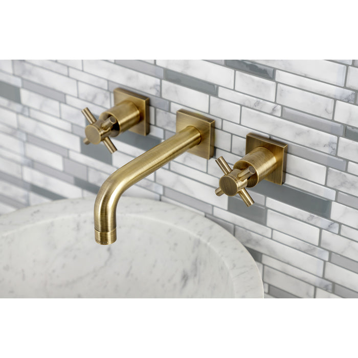 Concord KS6123DX Two-Handle 3-Hole Wall Mount Bathroom Faucet, Antique Brass