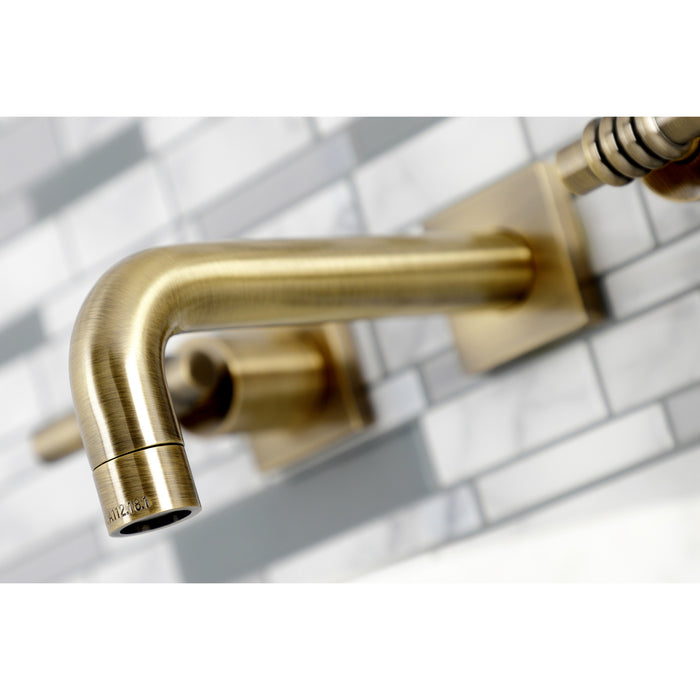 Milano KS6123ML Two-Handle 3-Hole Wall Mount Bathroom Faucet, Antique Brass