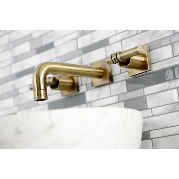 Milano KS6123ML Two-Handle 3-Hole Wall Mount Bathroom Faucet, Antique Brass