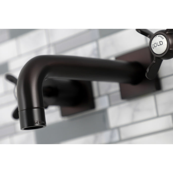 Kingston Tulare KS6125BEX - Essex Double-Handle 3-Hole Wall Mount Bathroom Faucet, Oil Rubbed Bronze