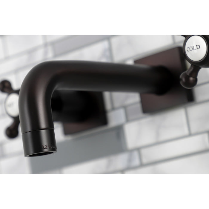 Kingston Tulare KS6125BX - Metropolitan Double-Handle 3-Hole Wall Mount Bathroom Faucet, Oil Rubbed Bronze