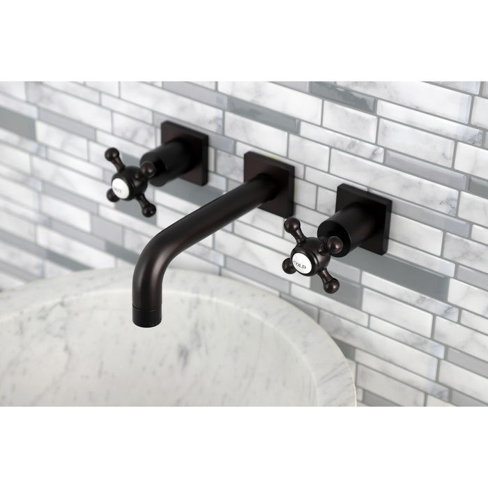 Kingston Tulare KS6125BX - Metropolitan Double-Handle 3-Hole Wall Mount Bathroom Faucet, Oil Rubbed Bronze