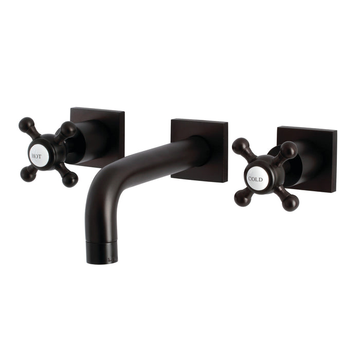 Kingston Tulare KS6125BX - Metropolitan Double-Handle 3-Hole Wall Mount Bathroom Faucet, Oil Rubbed Bronze