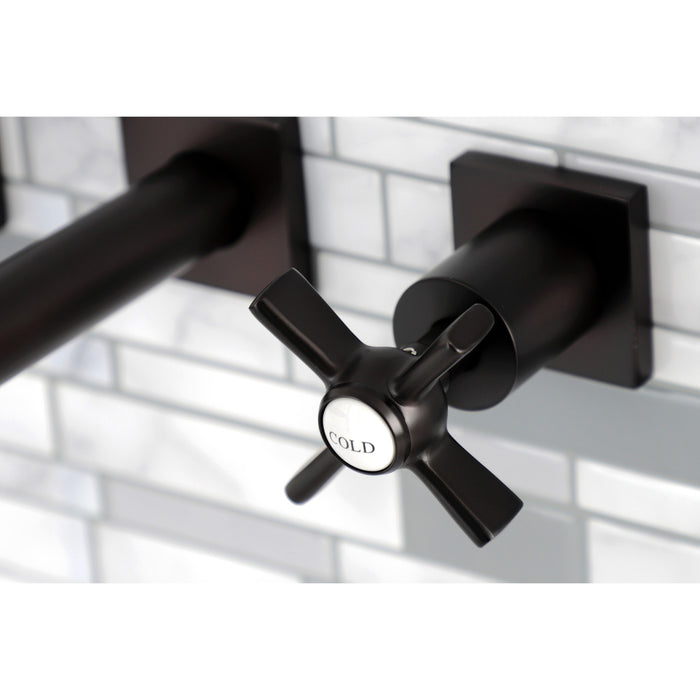 Kingston Sona KS6125ZX - Millennium Double-Handle 3-Hole Wall Mount Bathroom Faucet, Oil Rubbed Bronze