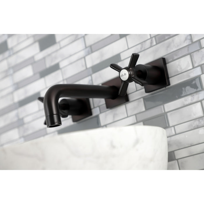 Kingston Sona KS6125ZX - Millennium Double-Handle 3-Hole Wall Mount Bathroom Faucet, Oil Rubbed Bronze