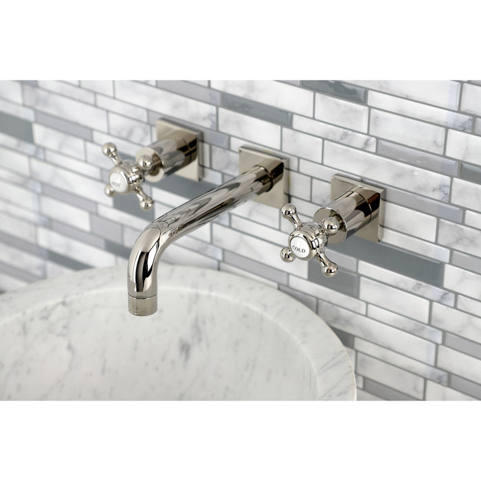 Kingston Tulare KS6126BX - Metropolitan Double-Handle 3-Hole Wall Mount Bathroom Faucet, Polished Nickel