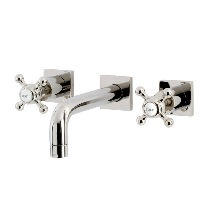 Kingston Tulare KS6126BX - Metropolitan Double-Handle 3-Hole Wall Mount Bathroom Faucet, Polished Nickel