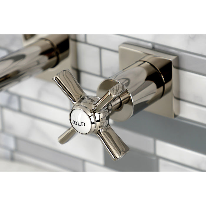 Kingston Sona KS6126ZX - Millennium Double-Handle 3-Hole Wall Mount Bathroom Faucet, Polished Nickel
