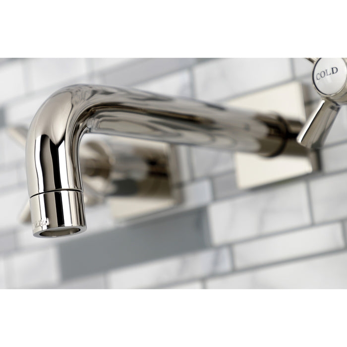 Kingston Sona KS6126ZX - Millennium Double-Handle 3-Hole Wall Mount Bathroom Faucet, Polished Nickel
