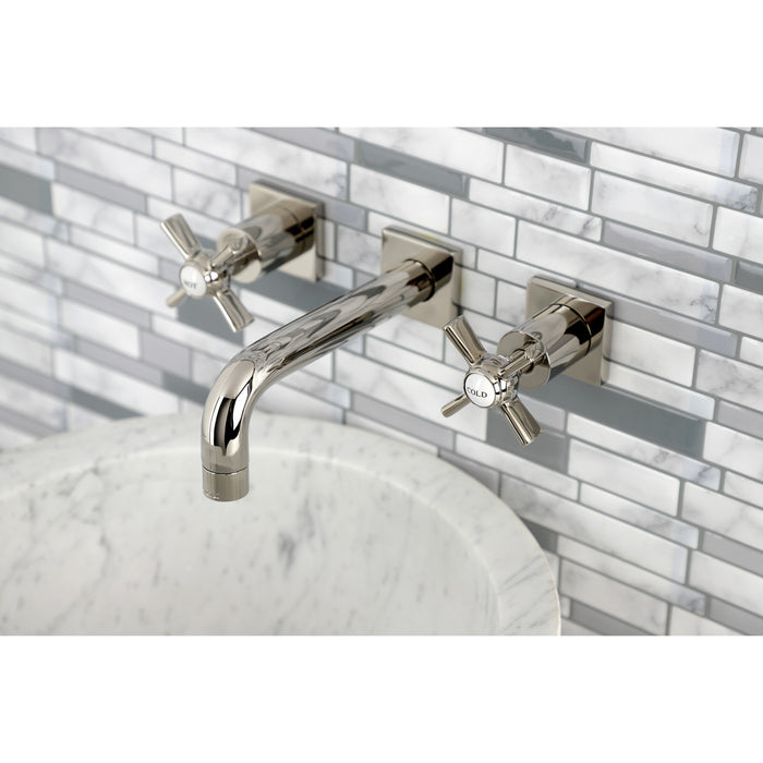 Kingston Sona KS6126ZX - Millennium Double-Handle 3-Hole Wall Mount Bathroom Faucet, Polished Nickel