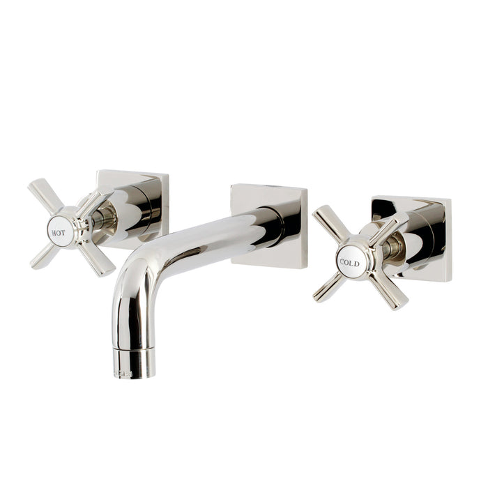 Kingston Sona KS6126ZX - Millennium Double-Handle 3-Hole Wall Mount Bathroom Faucet, Polished Nickel