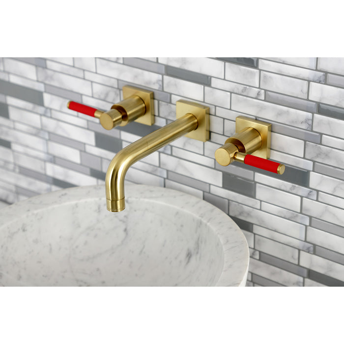 Kaiser KS6127DKL Two-Handle 3-Hole Wall Mount Bathroom Faucet, Brushed Brass