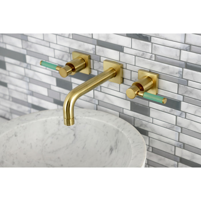 Kaiser KS6127DKL Two-Handle 3-Hole Wall Mount Bathroom Faucet, Brushed Brass