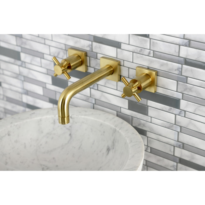 Concord KS6127DX Two-Handle 3-Hole Wall Mount Bathroom Faucet, Brushed Brass