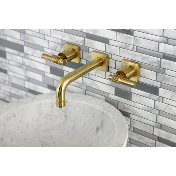 Milano KS6127ML Two-Handle 3-Hole Wall Mount Bathroom Faucet, Brushed Brass