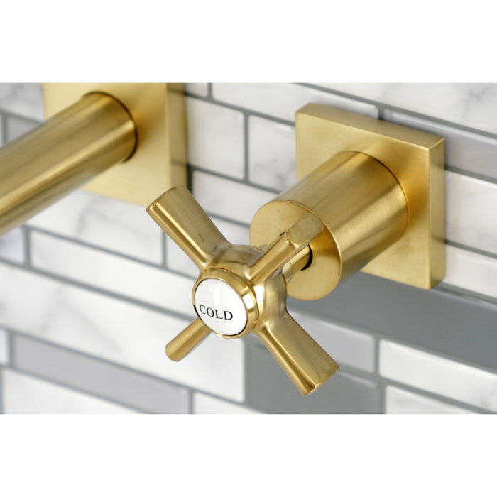Millennium KS6127ZX Two-Handle 3-Hole Wall Mount Bathroom Faucet, Brushed Brass