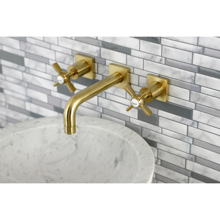 Kingston Sona KS6127ZX - Millennium Double-Handle 3-Hole Wall Mount Bathroom Faucet, Brushed Brass