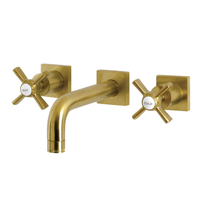 Kingston Sona KS6127ZX - Millennium Double-Handle 3-Hole Wall Mount Bathroom Faucet, Brushed Brass