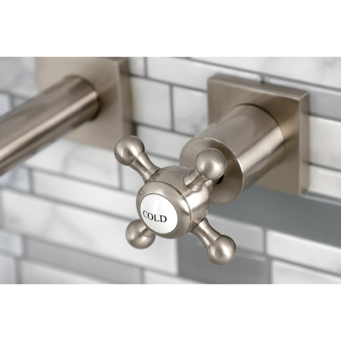 Metropolitan KS6128BX Two-Handle 3-Hole Wall Mount Bathroom Faucet, Brushed Nickel