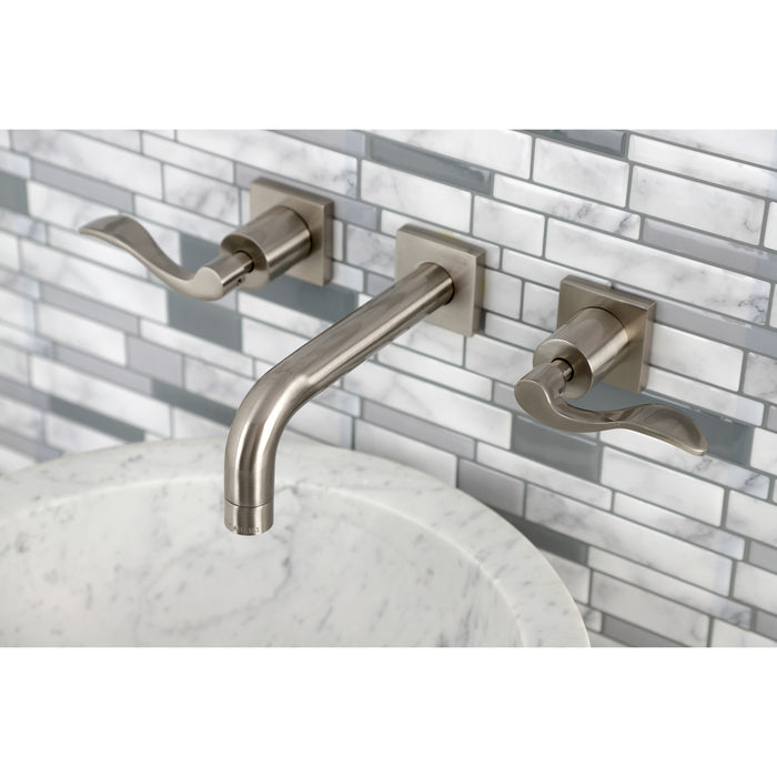 NuWave KS6128DFL Two-Handle 3-Hole Wall Mount Bathroom Faucet, Brushed Nickel
