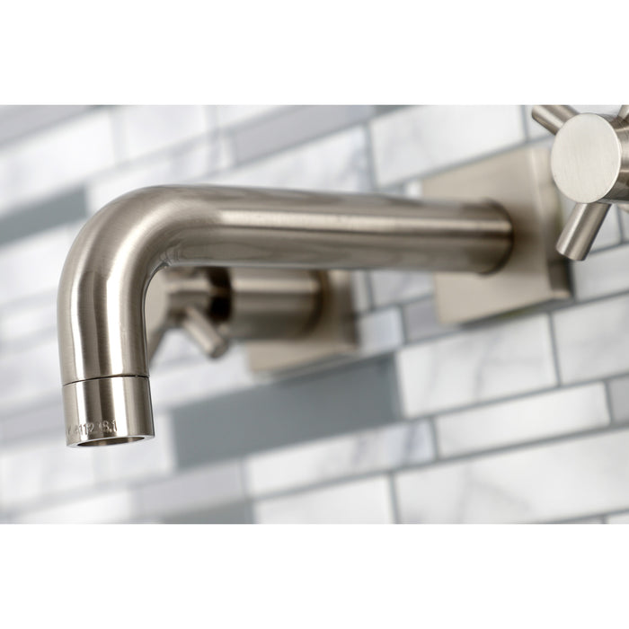 Kingston Sona KS6128DX - Concord Double-Handle 3-Hole Wall Mount Bathroom Faucet, Brushed Nickel