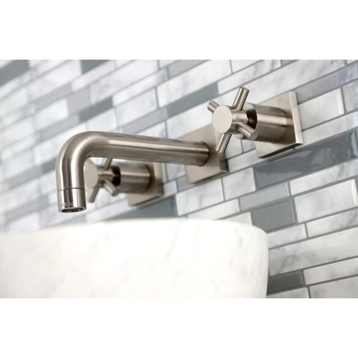 Kingston Sona KS6128DX - Concord Double-Handle 3-Hole Wall Mount Bathroom Faucet, Brushed Nickel