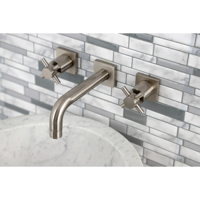 Kingston Sona KS6128DX - Concord Double-Handle 3-Hole Wall Mount Bathroom Faucet, Brushed Nickel