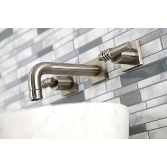 Milano KS6128ML Two-Handle 3-Hole Wall Mount Bathroom Faucet, Brushed Nickel